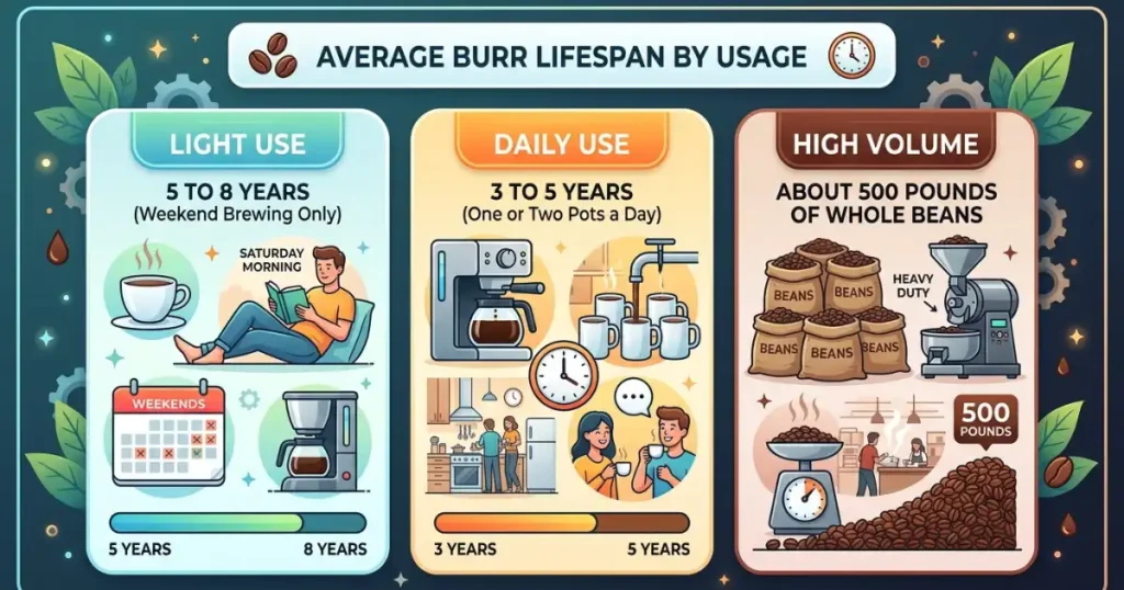 Average Burr Lifespan by Usage