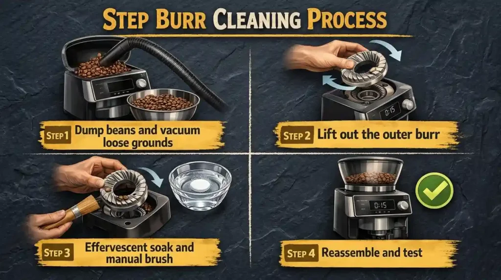 Step Burr Cleaning Process