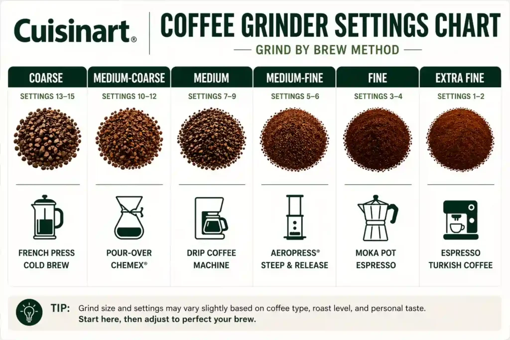 Cuisinart Coffee Grinder Settings Chart