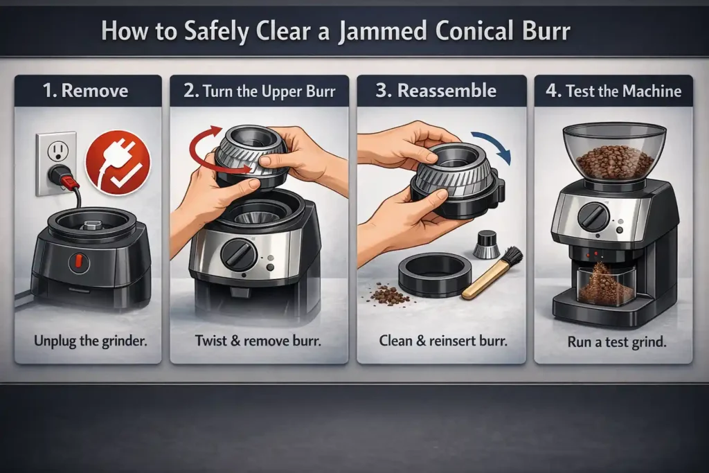 How to Safely Clear a Jammed Conical Burr