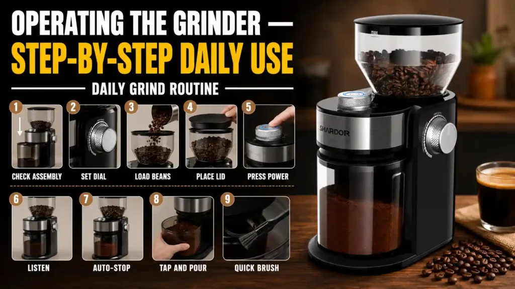 Operating the Grinder — Step-by-Step Daily Use
