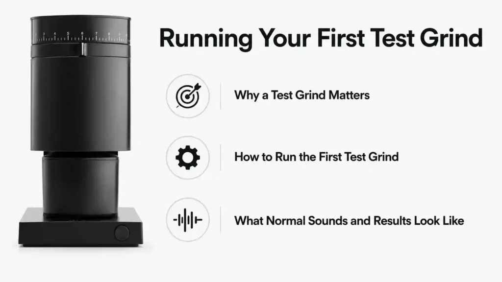 Running Your First Test Grind - fellow opus coffee grinder