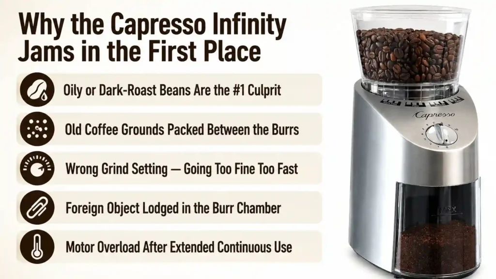 Why the Capresso Infinity Jams in the First Place