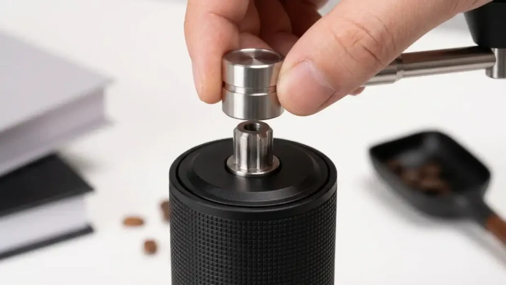 Attaching foldable handle to TIMEMORE C3S Pro crank shaft