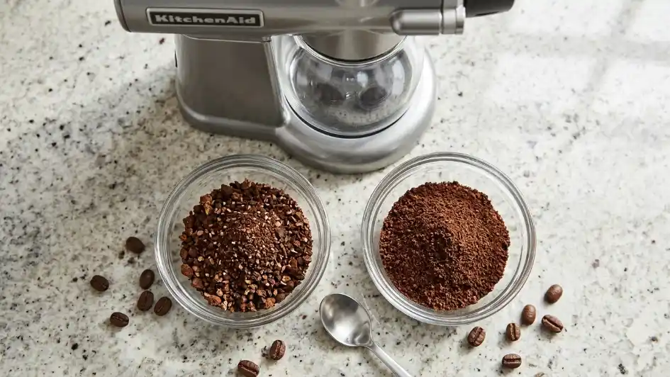 Comparison of inconsistent versus consistent coffee grind after replacing worn burr plates