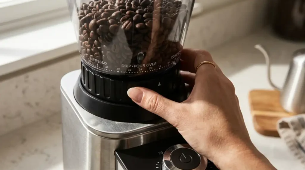 Adjusting the Aromaster CG204 grind setting dial
